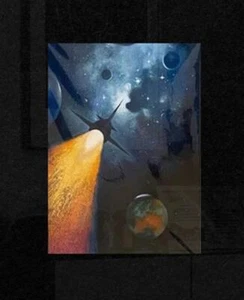 Davis Meltzer Illustration Gouache Painting Rocket in Space WOW - Picture 1 of 5