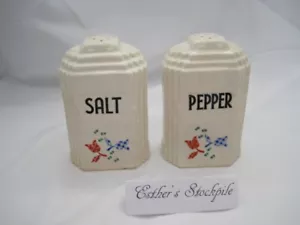 VTG 1940'S STOVE TOP RANGE SALT & PEPPER SHAKERS ART DECO STYLE FLORAL TULIPS - Picture 1 of 5