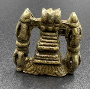 Old Himalayan Nepalese Tibetan Brass Copper Talisman Dorjee Vajra Stupa Amulet - Picture 1 of 12