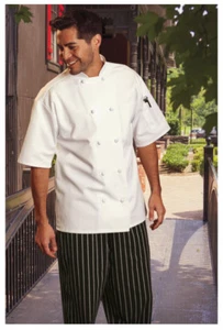 White Chef Coats, Knot Buttons, Short Sleeve, Size: Small - 484 - Picture 1 of 1