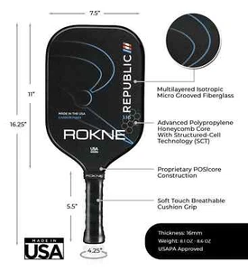 ROKNE Republic 1.16 Widebody Pickleball Paddle - Picture 1 of 2