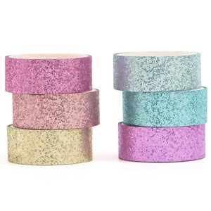 6 Color Glitter Washi Tape Set Sparkling Masking Tape Metallic Decorative Tapes - Picture 1 of 5