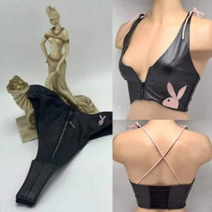 Women’s Playboy Black | Pink Top & Underwear Set NWT - Picture 1 of 7