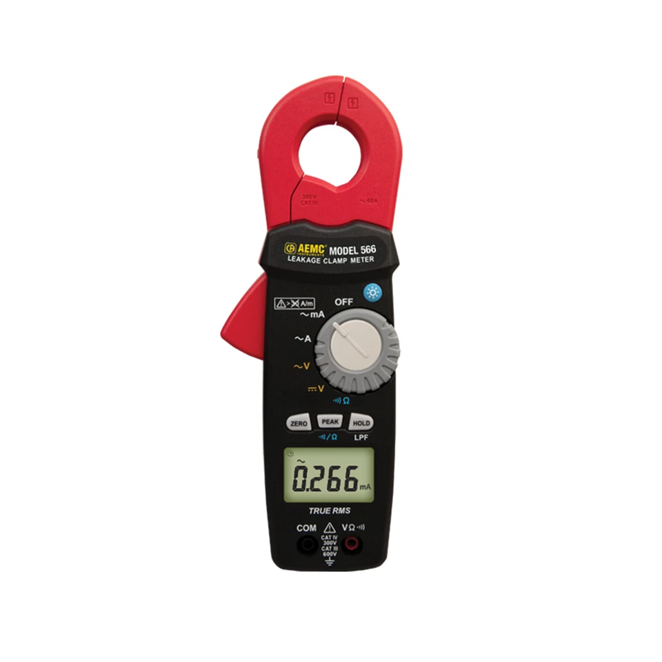 AEMC 566 (2139.83) TRMS AC Clamp-On Leakage Current Meter, 600V, 60AAC