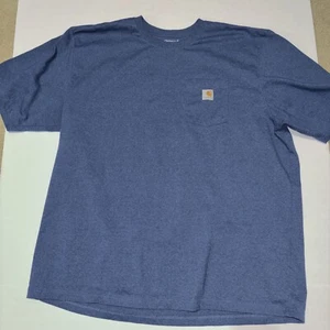 CARHARTT Shirt Sz 3XL Loose Fit Short Sleeve Pocket Tee Shirt Blue - Picture 1 of 7