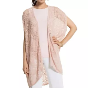 Chico's Travelers Collection Lacey Stitch Pink Cardigan Women Size L/XL NWT - Picture 1 of 15