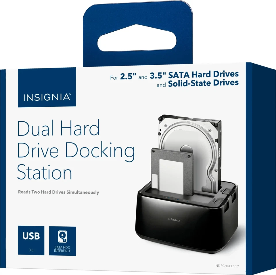 Insignia - Estación de acoplamiento de disco duro HDD de 2 bahías - NS-PCHDEDS19 caja abierta Foto 1 de 4