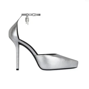 Givenchy Women's G-Lock Silver Metallic Platform Pointed Toe Pump Size 42 - Picture 1 of 8