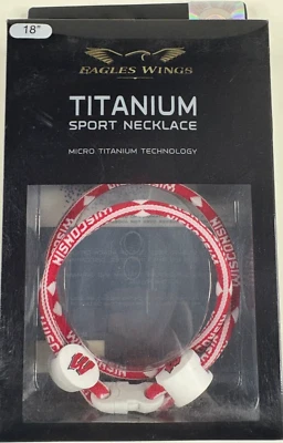 Sport Necklace University of Wisconsin Badgers Eagles Wings Titanium 18" - Image 1 of 2