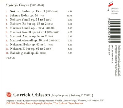 GARRICK OHLSSON CHOPIN: SCHERZO IN E MAJOR; N...
