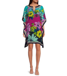 NWT- Trina Turk 'Theodora' Grand Garden Silk Cover-Up Caftan Dress -XSmall/Small