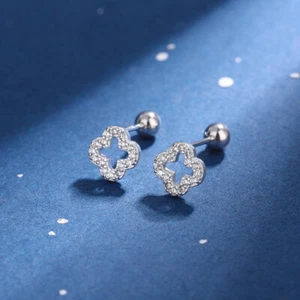 Crystal Square Stone Stud Earrings 925 Sterling Silver Womens Jewellery Gift UK - Picture 1 of 9