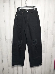 NEW Wild Fable Women's Distressed Baggy Jean Highest Rise Black Denim Size 2/26 - Picture 1 of 9