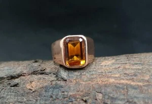 Citrine Ring 925 Solid Sterling Silver Ring Orange Citrine Quartz Gemstone Ring - Picture 1 of 2