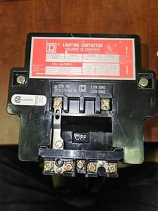 SQUARE D 100 AMP 3 POLE LIGHTING CONTRACTOR CLASS 8903 WITH 110 VOLT COIL - Picture 1 of 6
