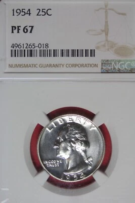 1954 NGC 25C PF67 WASHINGTON QUARTER #B43608 - Image 1 of 2