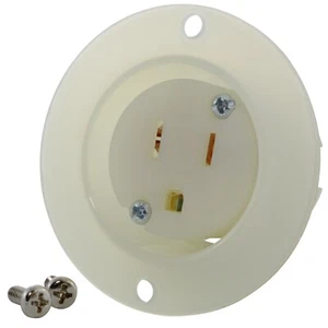 15A 125V NEMA 5-15R White/Clear Flanged Outlet with Power Indicator by AC WORKS® - Picture 1 of 5