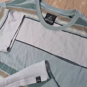 T-shirt prAna Breathe uomo L a righe color block manica corta tasca cotone - Foto 1 di 8