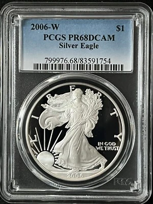 2006-W $1 Deep Cameo Silver Eagle Dollar PCGS PR68DCAM  83591754 - Image 1 of 2
