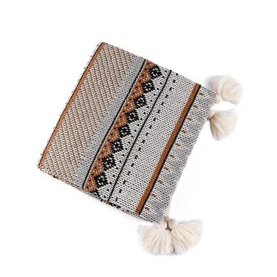 Gestrickte Decke Mit Vintage Fransen Böhmische Ethnischer Stil Geometrische M... - Bild 1 von 4