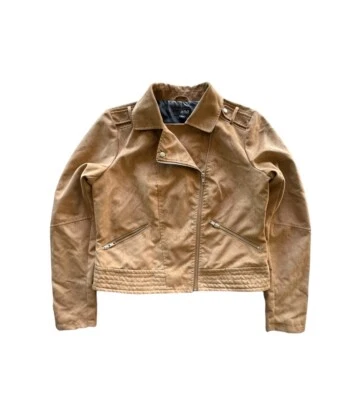 a.n.a A New Approach Chaqueta Moto Mujer L Puerto Marrón Imitación Cuero Boho Motociclista Foto 1 de 4