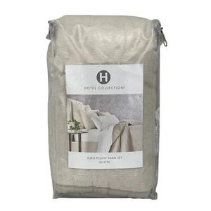 Hotel Collection Reversible Chenille Quilted EURO Sham Set SAND - Picture 1 of 7