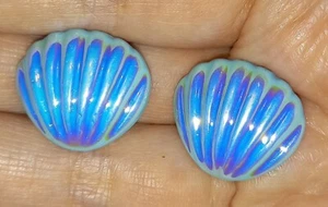 PENDIENTES DE COLECCIÓN AZUL IRRIDISCENTE AQUA LIAC CARCASA CLIP IMPRESIONANTES HERMOSOS EN MUY BUEN ESTADO - Imagen 1 de 9