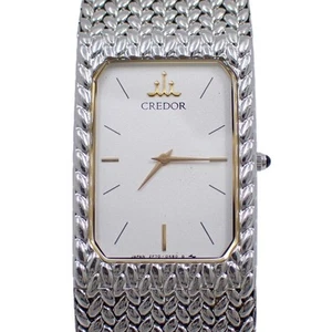 SEIKO Credor Vertical Case Quartz Men's Watch White Dial Genuine SS Mesh Belt - Picture 1 of 9