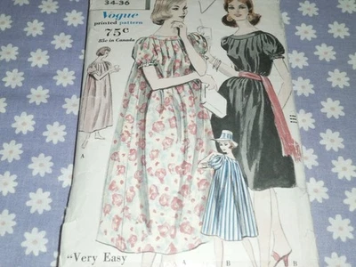 VTG 60's  VOGUE 9492 MISSES EASY GOWN-NIGHTGOWN  PATTERN-CUT/COMPLETE-34-36 - Image 1 of 4