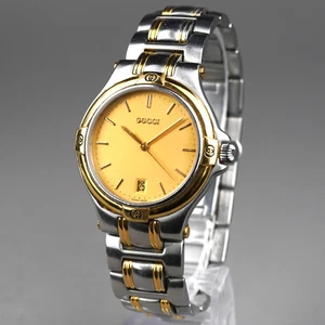 GUCCI Men's Watch 9040M Silver&Gold 36mm Vintage New Battery - Picture 1 of 17