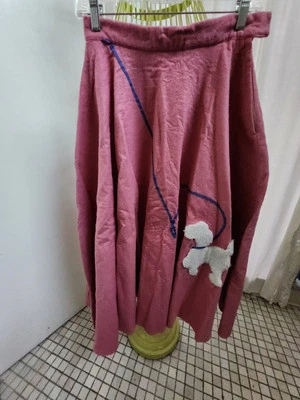 Falda Círculo Caniche Fieltro Rosa Disfraz Hecho a Mano Cintura 26" Cremallera Lateral Foto 1 de 4
