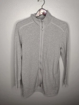 Casaco Lululemon Feminino On Repeat Jaqueta Longa 6 Cinza Zíper Texturizado Ativo A21 - Imagem 1 de 4