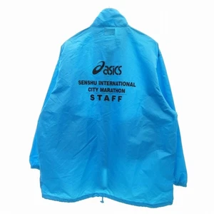 Asics Men's Light Blue Nylon Zip-Up Jacket Staff Shirt Casual Wear - Picture 1 of 6