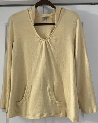 Sudadera con Capucha J. Jill Talla XL Amarilla Terry Francés Bolsillo Atletismo Foto 1 de 4