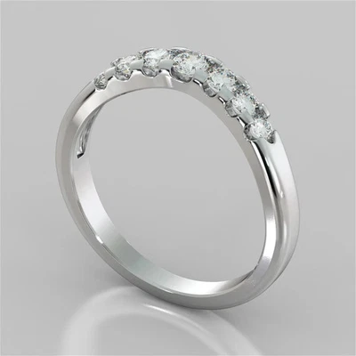 Lab-Created 1.15 Ct Round Cut VVS1 Diamond Engagement Ring 14K White Gold FN - Image 1 of 3