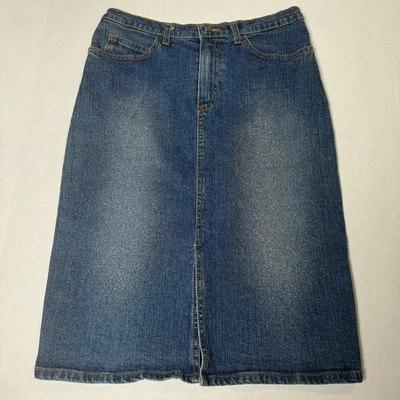 Falda vaquera midi vintage Y2K Forever 21 con abertura frontal brillante talla M Foto 1 de 4