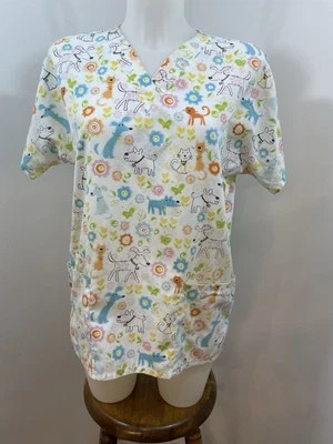 Blusa Médica H Q Floral Perros y Gatos Talla M Foto 1 de 4