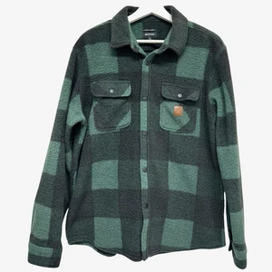 Brixton Bowery Arctic Plaid Fleece Flanell Sherpa Jacke Shacket Grün Schwarz L - Bild 1 von 12