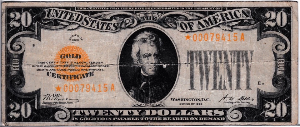 ✯VERY RARE ✯ $20 1928 Gold Certificate ✯ Higher Grade STAR NOTE✯ - Image 1 of 4