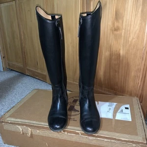 E Vogel Custom Dress Boots Calfskin Black Size 8 - 18” Plus Size Calf Front Zip - Picture 1 of 19