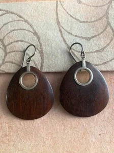 Retired Silpada Sterling Silver Sonokeling Wood Dangle Earrings W1845 - Picture 1 of 4