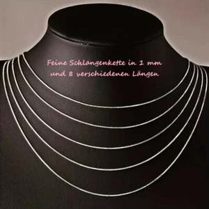 Halskette Feine Schlangenkette 1mm versilbert 40 45 50 55 60 65 70 75 cm Silber - Bild 1 von 4