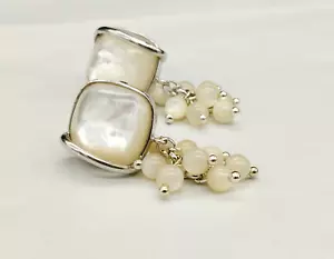 orecchini donna bianchi vera madreperla argento 925 gioiello italiano hand made - Foto 1 di 7
