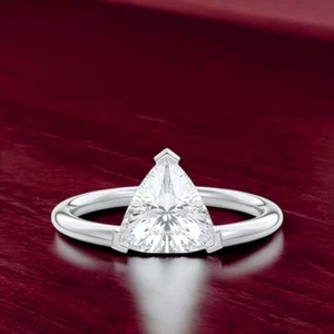 Wedding Ring IGI Certified 2.00 Ct Lab Grown Trillion Cut Diamond 14k White Gold - Picture 1 of 13