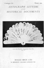 MAGGS BROS CATALOE No.920 - 'AUTOGRAPH LETTERS & HISTORICAL DOCUMENTS' - (1969)