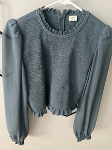 Blusa Wilfred Aritzia Azul Tempest Calada de Gasa Talla Mediana MIRAR ENGANCHE - Imagen 1 de 10