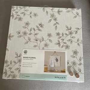 U Brands Premium Linen Boho FLORAL Bulletin Board Set Ready To Hang New 12X12 - Picture 1 of 4