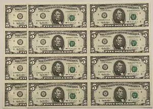 1995 $5 88880044 Matching HD HE Blocks Prosperity Sheets Lucky Money - Picture 1 of 6