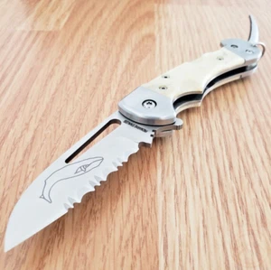 Myerchin Generation 2 Folding Knife 2.5" Stainless Steel Blade White Bone Handle - Picture 1 of 14