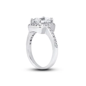1.46ct D/VS1 Emerald Natural Certified Diamonds White Gold Halo Side Stone Ring - Picture 1 of 6